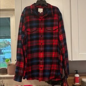 AEO Men’s XLT Extra Large Tall Christmas Flannel American Eagle Res Blue Plaid